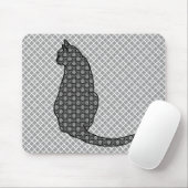 Tapis De Souris Chat japonais - copie noire et blanche de kimono (Avec souris)
