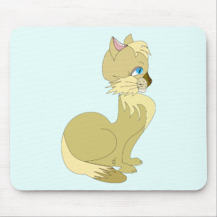 Tapis De Souris Chat jaune avec yeux bleus Souris Cadeau