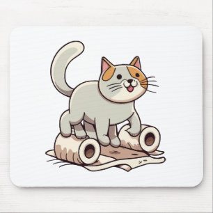 Tapis De Souris Chat Jouant avec du Papier Toilette