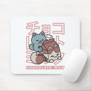Tapis De Souris Chat Kawaii avec du Lait au Chocolat – Art Pop Jap