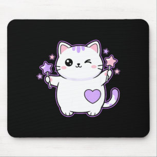 Tapis De Souris Chat Kawaii Clin d'œil Chat Baguette Magique Étoil