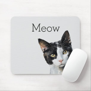 Tapis De Souris Chat Kitty blanc gris noir