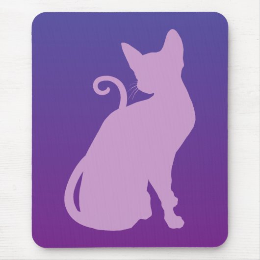 Tapis De Souris Chat Lilas sur Violet (Devant)