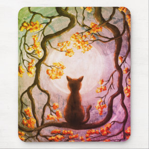 Tapis De Souris Chat lunatique dans l'art de peinture de Pleine