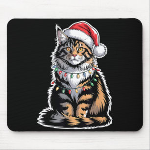 Tapis De Souris Chat Maine Coon Noël Xmas Chatons Amateur de Chats