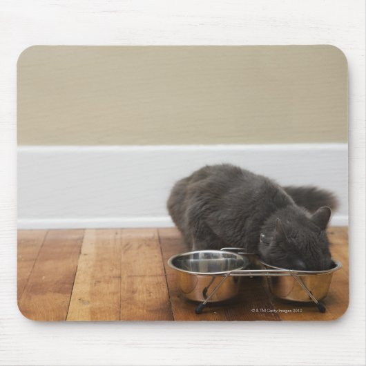 Tapis De Souris Chat mangeant dans un bol (Devant)