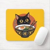Tapis De Souris Chat mangeant des ramen (Avec souris)