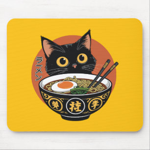 Tapis De Souris Chat mangeant des ramen