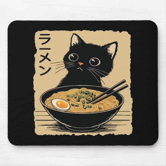 Tapis De Souris Chat mangeant des ramen (Devant)