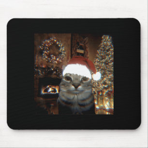 Tapis De Souris Chat Mème Drôle Prenant Un Égoportrait Noël Lumièr