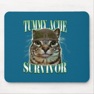 Tapis De Souris Chat Mème Survivant Mal De Ventre Drôle Humour Dic