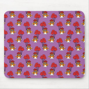 Tapis De Souris Chat mignon avec Ballons de Coeur Rouge