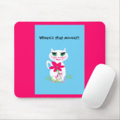 Tapis De Souris Chat mignon blanc de Kitty des enfants (Avec souris)