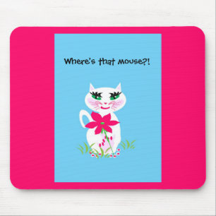 Tapis De Souris Chat mignon blanc de Kitty des enfants