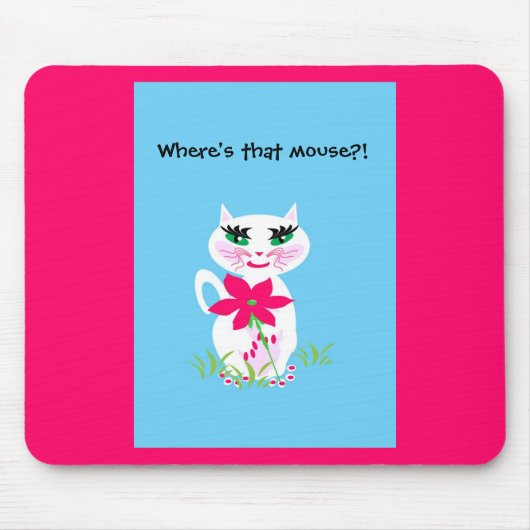 Tapis De Souris Chat mignon blanc de Kitty des enfants (Devant)