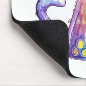 Tapis De Souris Chat mignon blanc violet avec oiseaux (Coin)