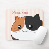 Tapis De Souris Chat mignon de minou de calicot de Kawaii (Avec souris)