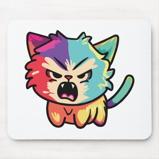 Tapis De Souris Chat mignon en colère qui baisait. (Devant)