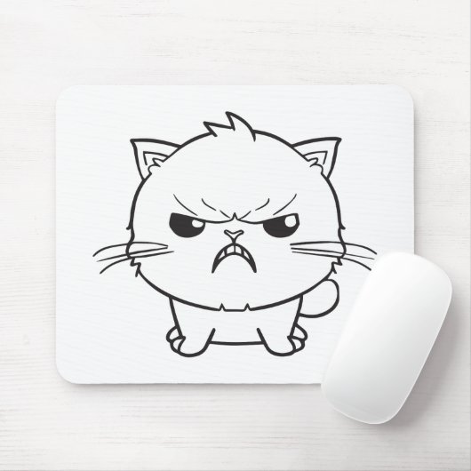 Tapis De Souris Chat mignon en colère qui baisait. (Avec souris)