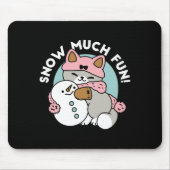 Tapis De Souris Chat mignon en Engin à neige avec Art Snowman (Devant)