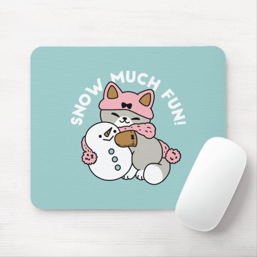 Tapis De Souris Chat mignon en Engin à neige avec Art Snowman (Avec souris)