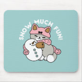 Tapis De Souris Chat mignon en Engin à neige avec Art Snowman (Devant)