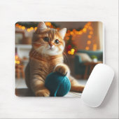 Tapis De Souris chat mignon jouant avec un fil mousepad (Avec souris)