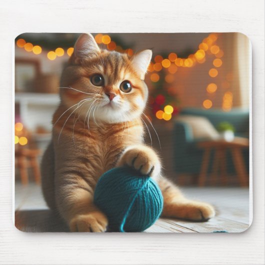 Tapis De Souris chat mignon jouant avec un fil mousepad (Devant)