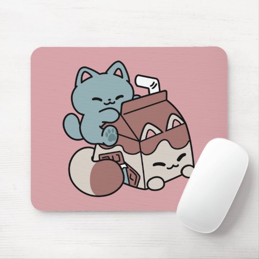 Tapis De Souris Chat Mignon Lait Chocolat – Boisson Confortable & (Avec souris)