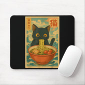 Tapis De Souris Chat mignon mangeant des nouilles Ramen Cadeau drô (Avec souris)