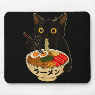 Tapis De Souris Chat Mignon Mangeant Des Nouilles Ramen Cadeau Drô