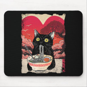 Tapis De Souris Chat Mignon Mangeant Des Nouilles Ramen Ramen Est