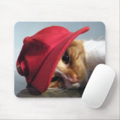 Tapis De Souris Chat mignon utilisant le casquette rouge Mousepad (Avec souris)