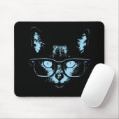 Tapis De Souris Chat nerd bleu (Avec souris)