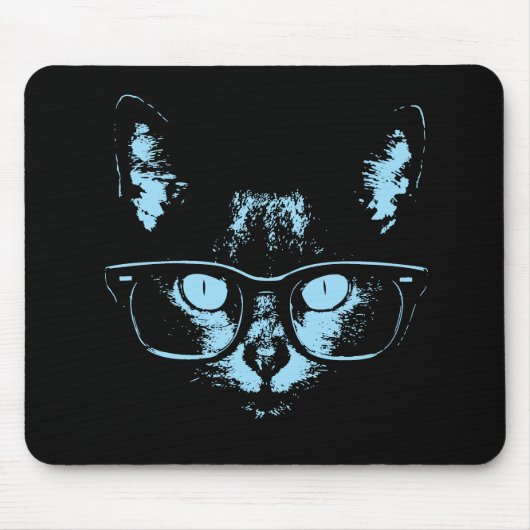 Tapis De Souris Chat nerd bleu (Devant)