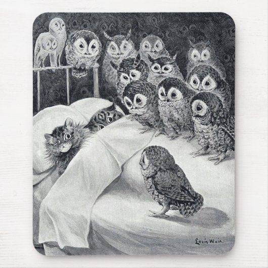 Tapis De Souris Chat Nightmare Owl Bird, Louis Wain (Devant)