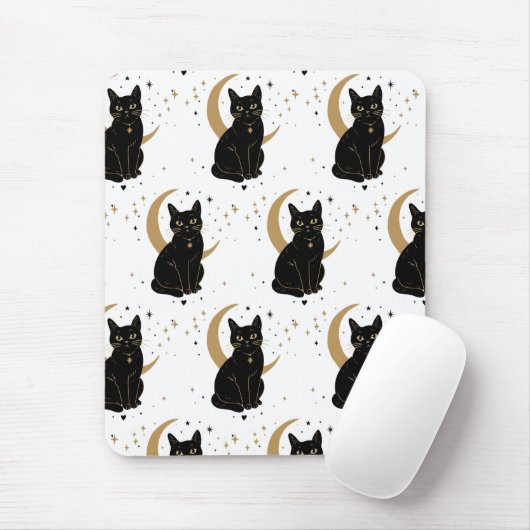 Tapis de souris chat noir (Avec souris)