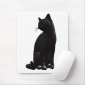 Tapis de souris chat noir assis (Avec souris)