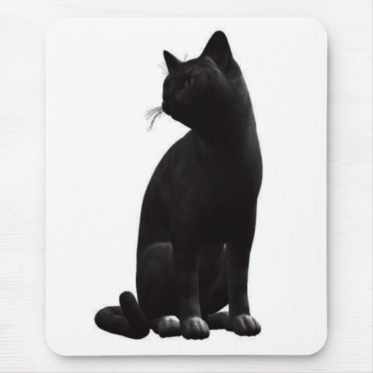 Tapis de souris chat noir assis (Devant)