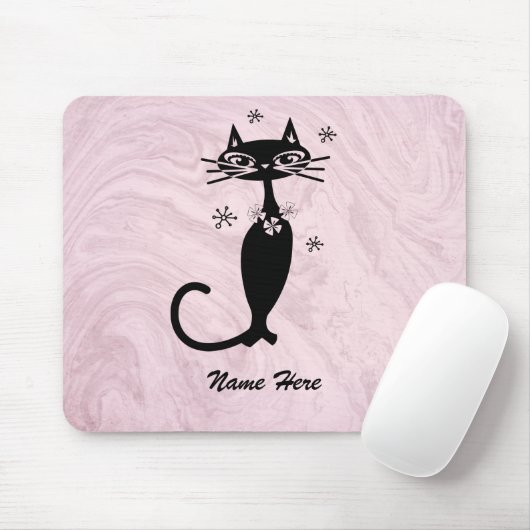 Tapis De Souris Chat noir atomique rétro personnalisé Pad de souri (Avec souris)