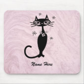 Tapis De Souris Chat noir atomique rétro personnalisé Pad de souri (Devant)