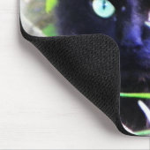Tapis De Souris Chat noir aux yeux verts frappants (Coin)