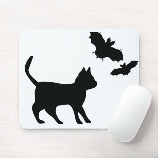 Tapis De Souris Chat noir avec chauve-souris (Avec souris)
