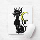 Tapis De Souris Chat noir avec la lune Mousepad (Avec souris)