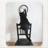 Tapis De Souris Chat noir change l'heure (Devant)