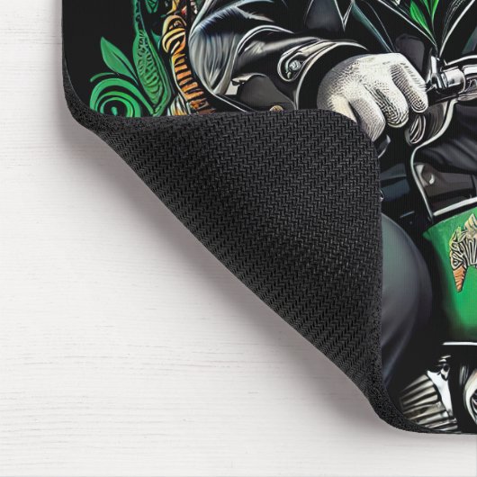 Tapis De Souris Chat noir conduite vélo St. Patrick's Day (Coin)