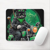Tapis De Souris Chat noir conduite vélo St. Patrick's Day (Avec souris)