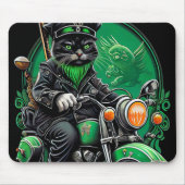Tapis De Souris Chat noir conduite vélo St. Patrick's Day (Devant)