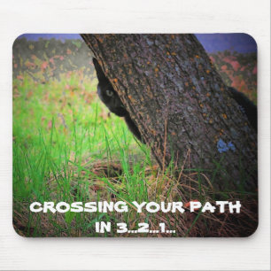 Tapis De Souris Chat noir croisant votre chemin dans 3… 2… 1