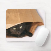 Tapis De Souris Chat noir dans un sac mousepac (Avec souris)